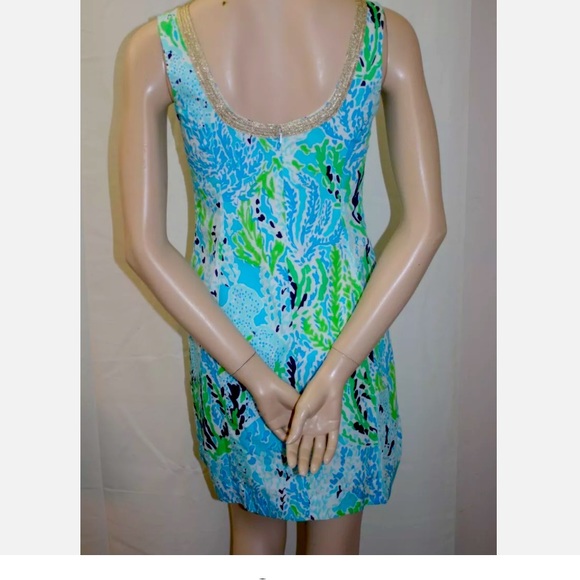 🩵🌴 Lilly Pulitzer • Janice Shift Dress Spa Blue Let's Cha Cha•SIZE 4 - Picture 4 of 13